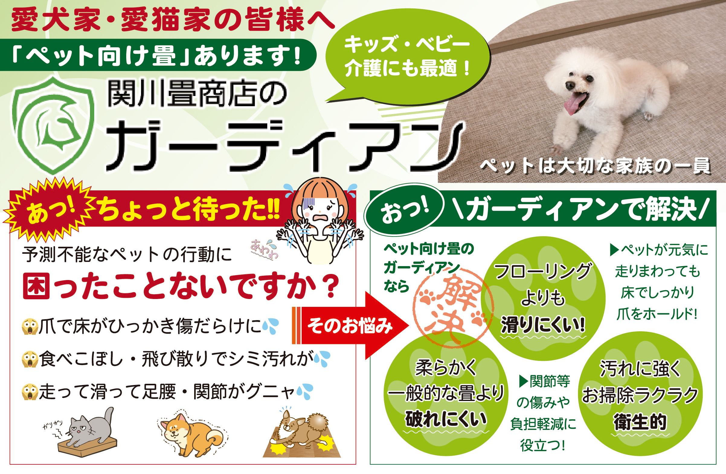 ペットの足腰を護り引っ掻きに強い丈夫な畳
